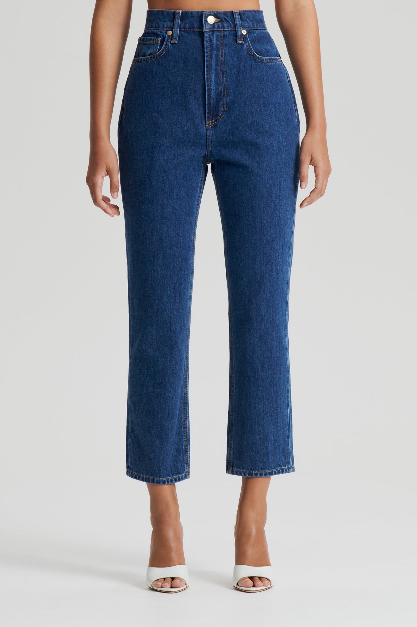 High Rise Straight Crop Jean | Washed Indigo