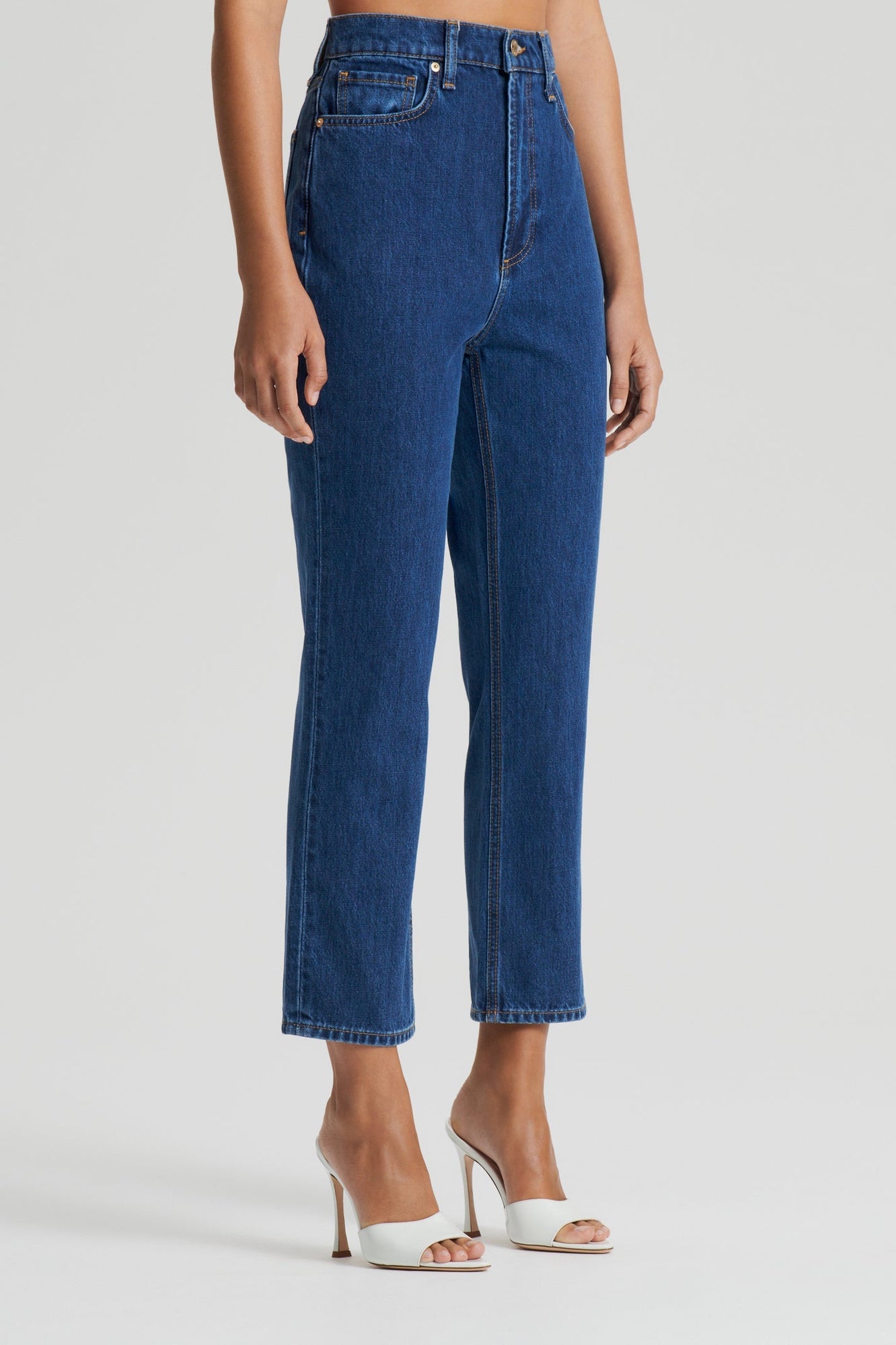 High Rise Straight Crop Jean | Washed Indigo