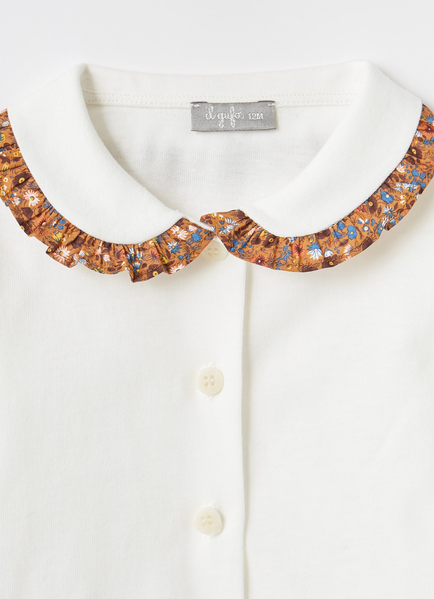 Floral Print Collar Jersey Blouse | Milk/Cinnamon