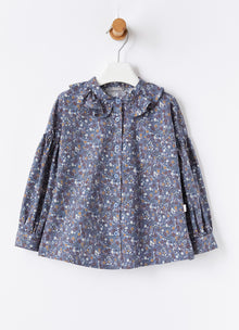 Floral Print Ruffle Blouse | Night Sky
