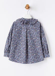 Floral Print Ruffle Blouse | Night Sky