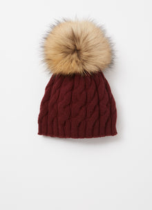 Pompom Knitted Hat | Burgundy
