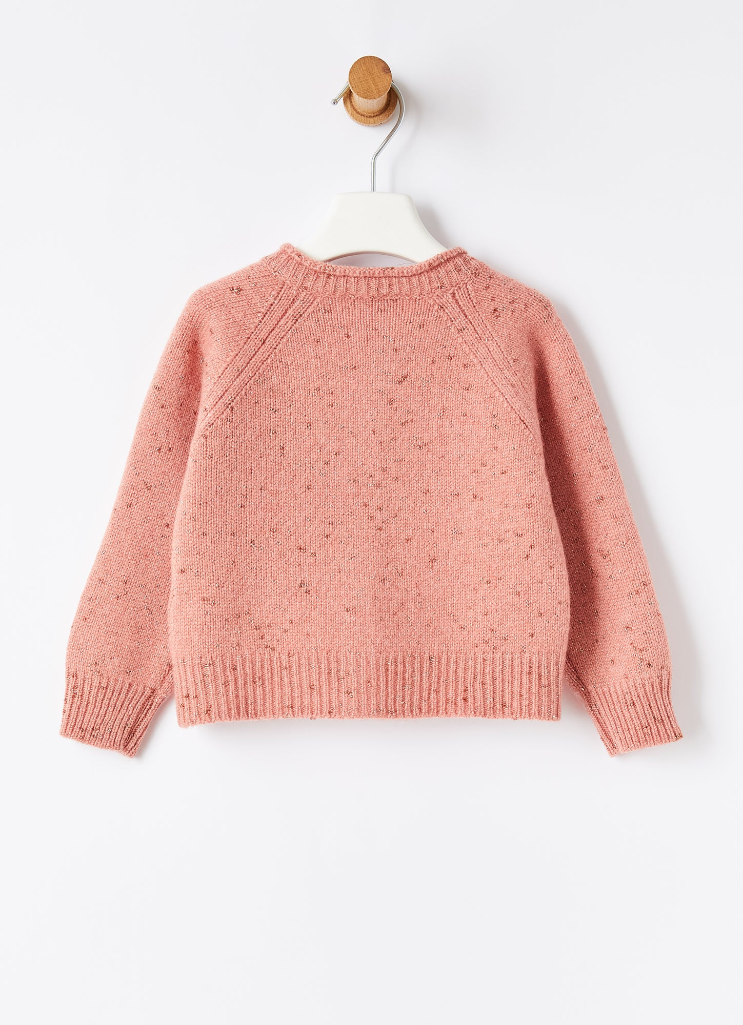 Wool Cardigan with Lurex Details | Blush Pink