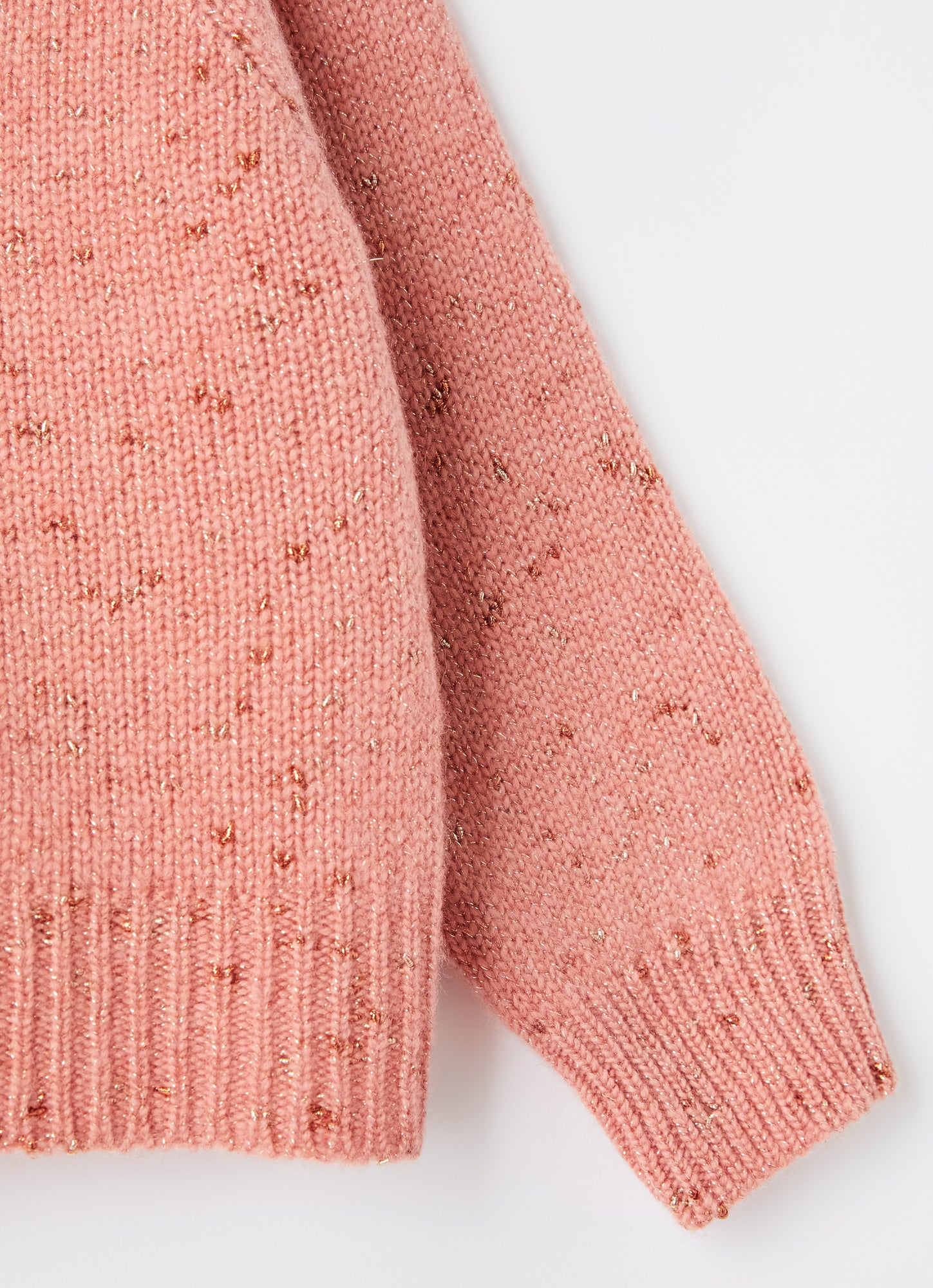 Wool Cardigan with Lurex Details | Blush Pink