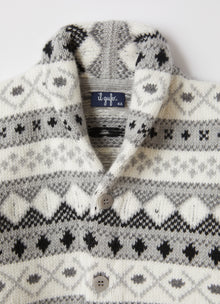 Jacquard-Knit Wool Cardigan | Grey/Milk