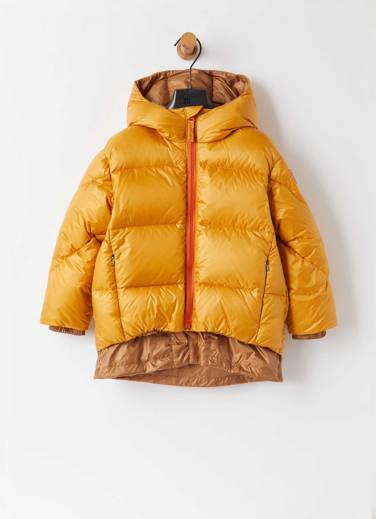 Down Jacket with Contrast Details | Ochre Yellow/Acorn