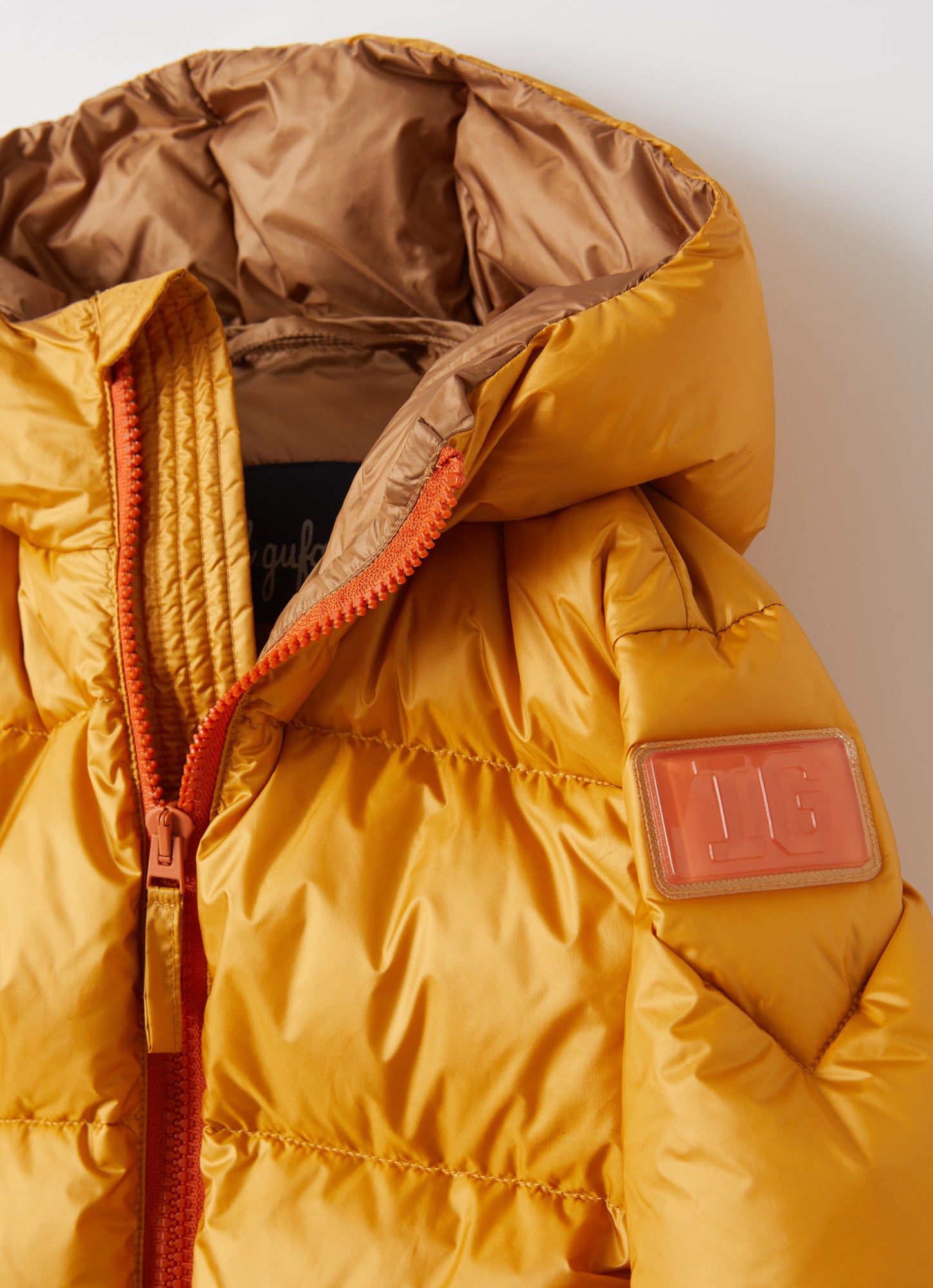 Down Jacket with Contrast Details | Ochre Yellow/Acorn