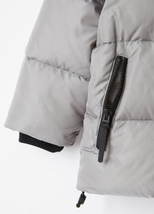 Short Taffeta Down Jacket with Inserts | Grey/Black
