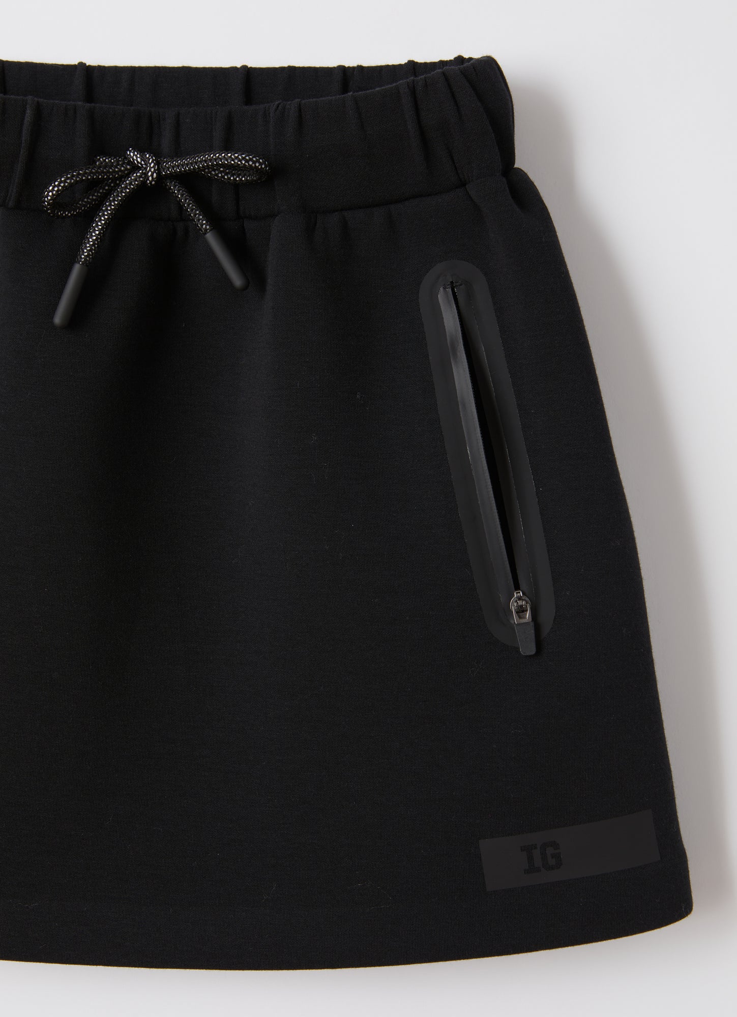 Bonded-Jersey Skirt | Black/Black