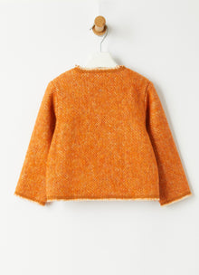 Boxy Jacket in Recycled Herringbone Fabric | Orange