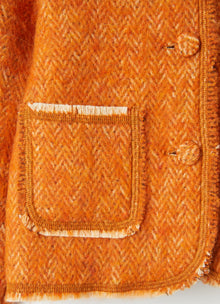 Boxy Jacket in Recycled Herringbone Fabric | Orange