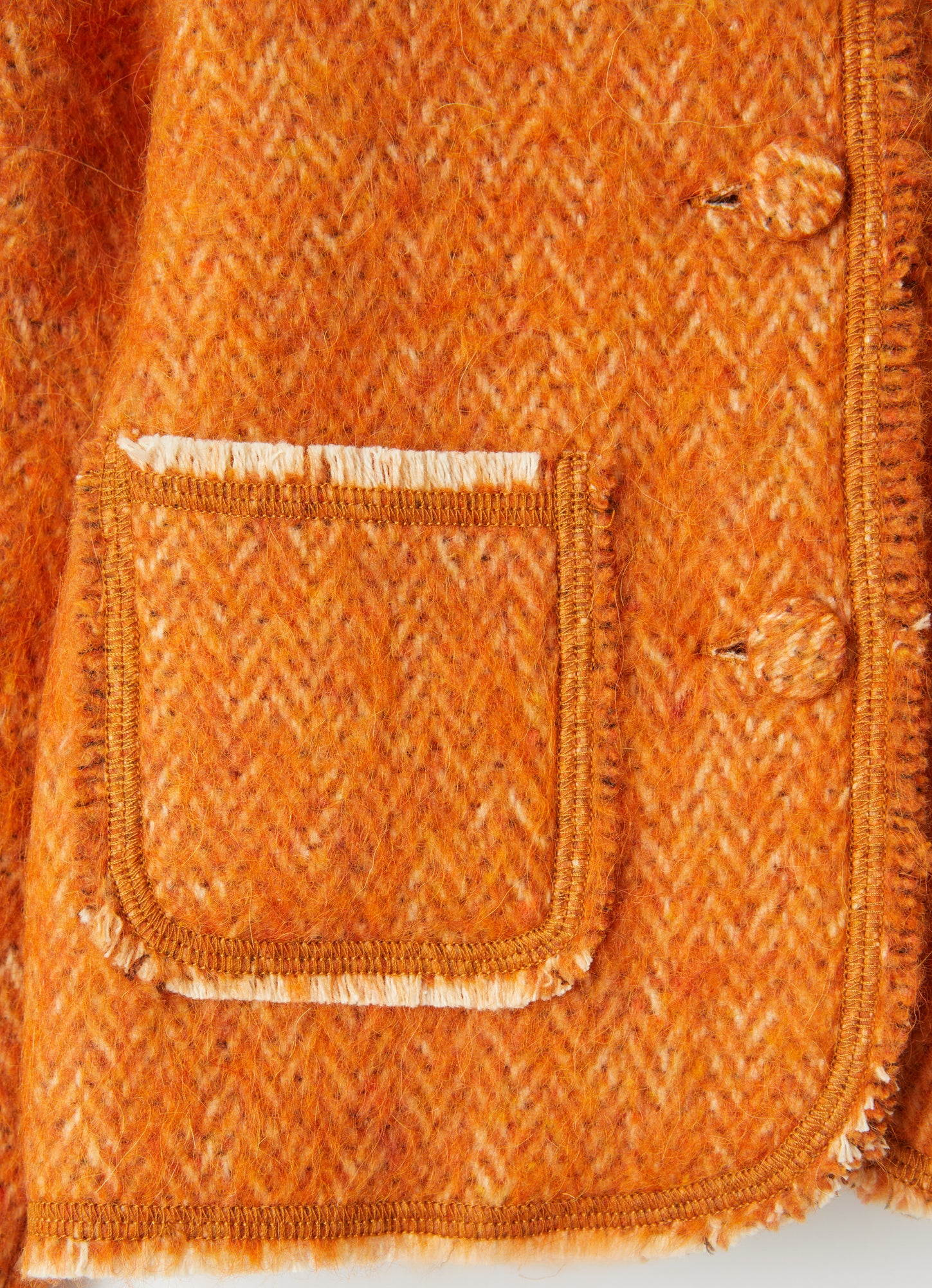 Boxy Jacket in Recycled Herringbone Fabric | Orange