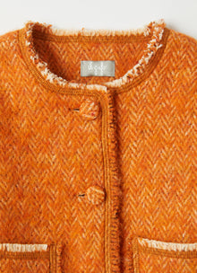 Boxy Jacket in Recycled Herringbone Fabric | Orange