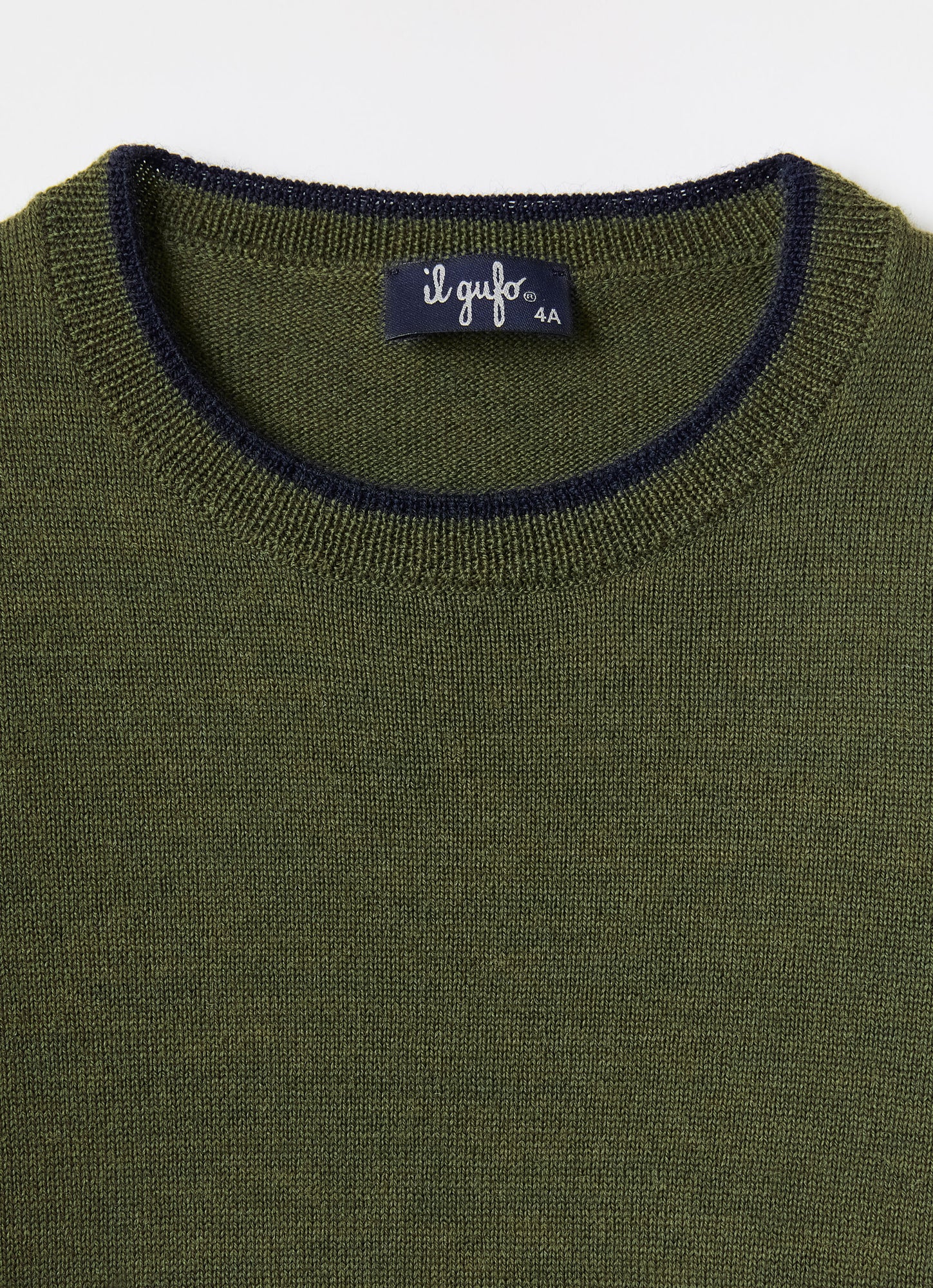Contrast Trim Wool Sweater | Fir Green/Blue