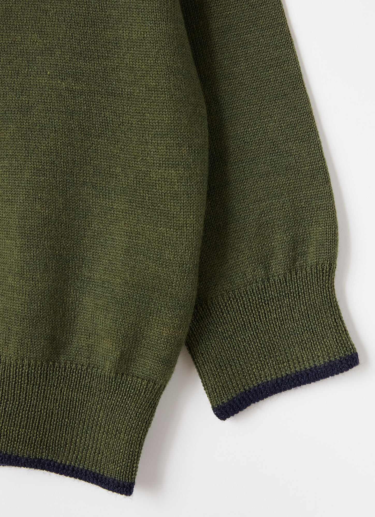 Contrast Trim Wool Sweater | Fir Green/Blue