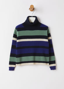 MultiColor Stripe Turtleneck Sweater | Bluette/Eucalipto