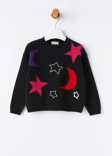 MultiColor Stars Wool Sweater | Nero/Viola