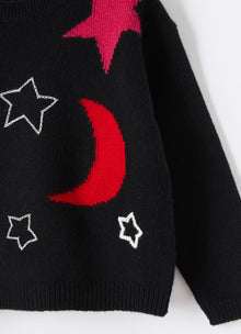 MultiColor Stars Wool Sweater | Nero/Viola