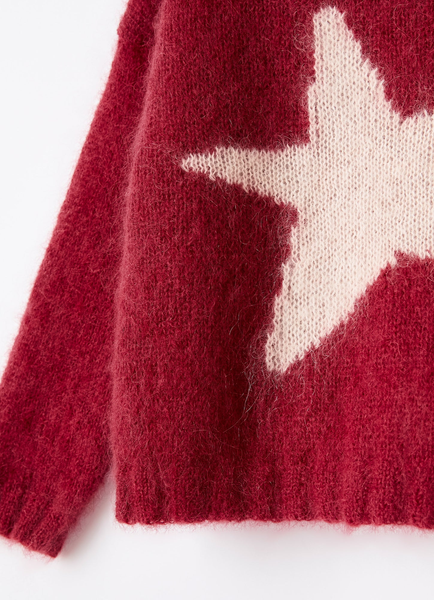 Star Motif Mohair Sweater | Bordeaux/Quarzo Rosa