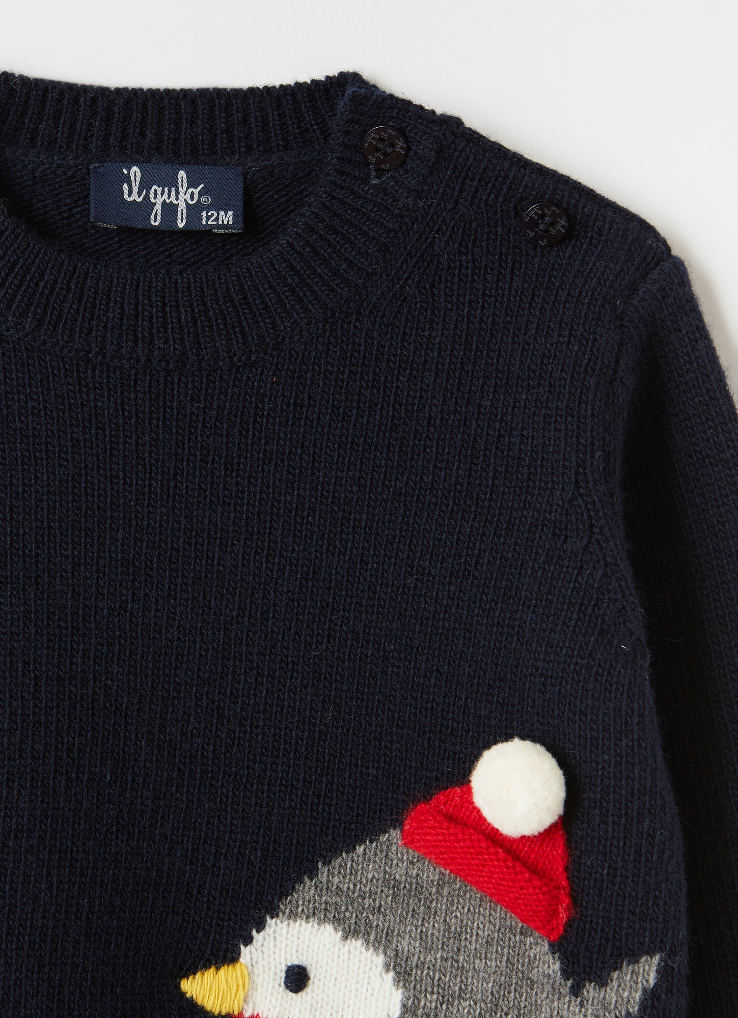 Christmas Robin Wool Sweater | Blue/Red Wine