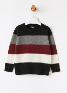 Color-Block Wool Sweater | Nero/Bordeaux