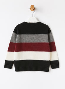 Color-Block Wool Sweater | Nero/Bordeaux