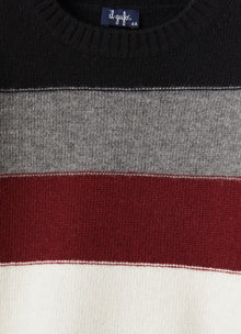 Color-Block Wool Sweater | Nero/Bordeaux