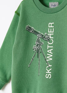 Sky Watcher Print Sweatshirt | Verde Drago/Verde
