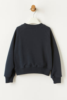 Crew Neck Sweatshirt with Stars | Navy Blue/Dragon Green