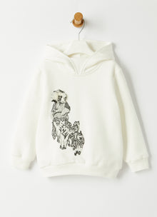 Sweatshirt with Sled Dogs Embroidery | Milk/Dark Grey