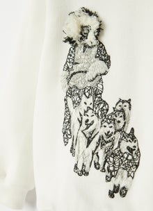 Sweatshirt with Sled Dogs Embroidery | Milk/Dark Grey