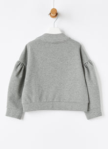 Boxy Sweatshirt with Flower Embroidery | Grigio/Corda