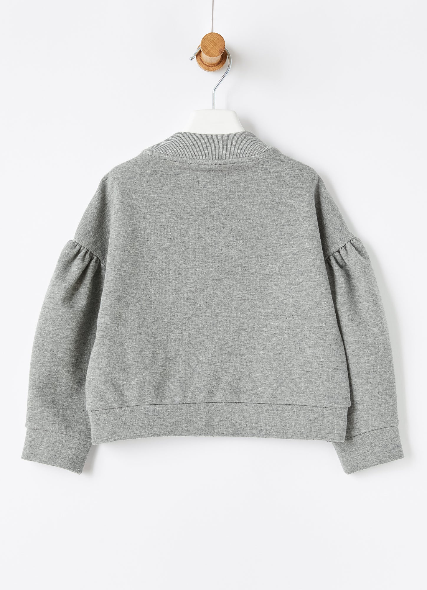 Boxy Sweatshirt with Flower Embroidery | Grigio/Corda
