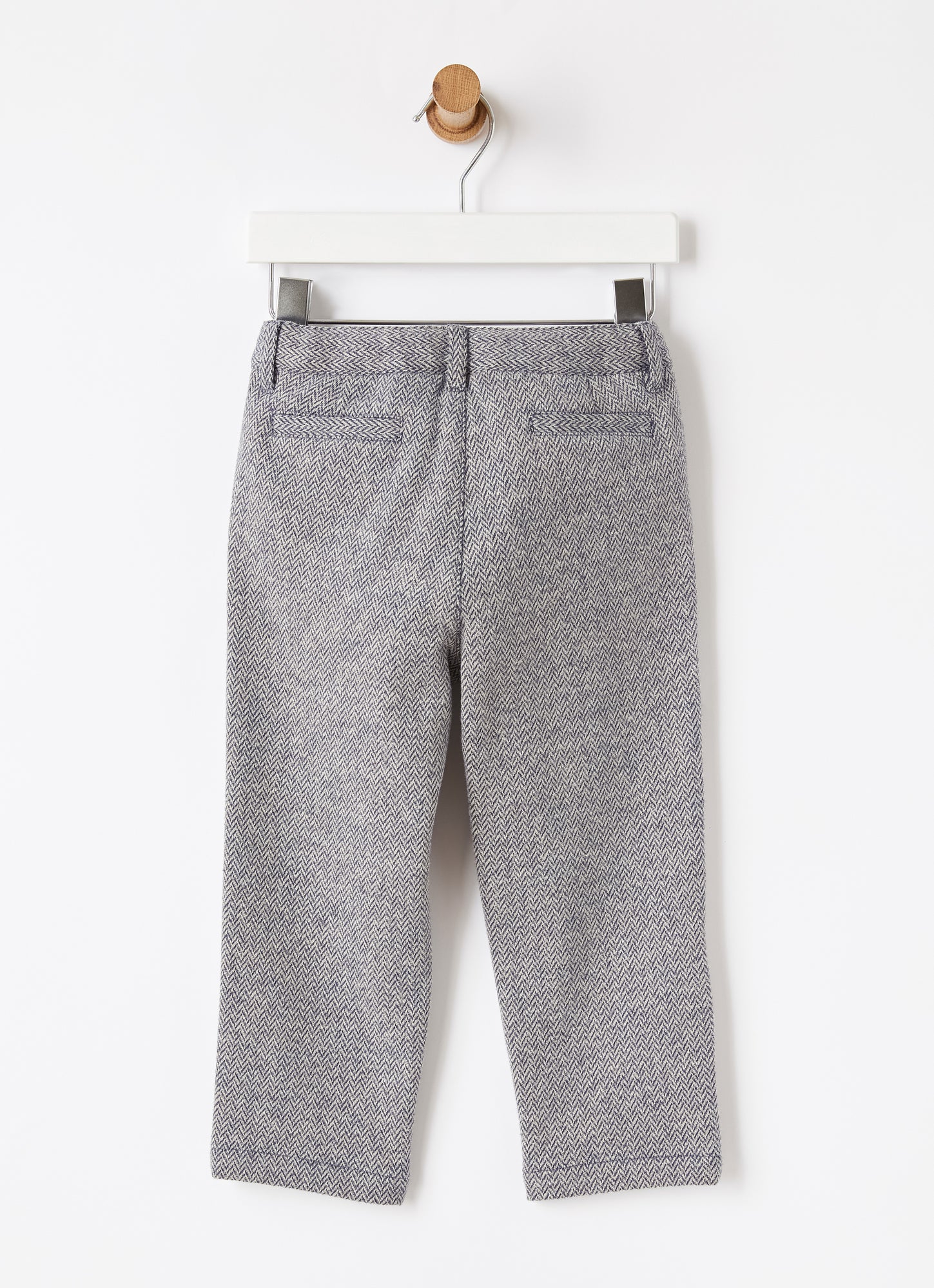 Cotton Herringbone Trousers | Blue