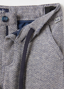 Cotton Herringbone Trousers | Blue