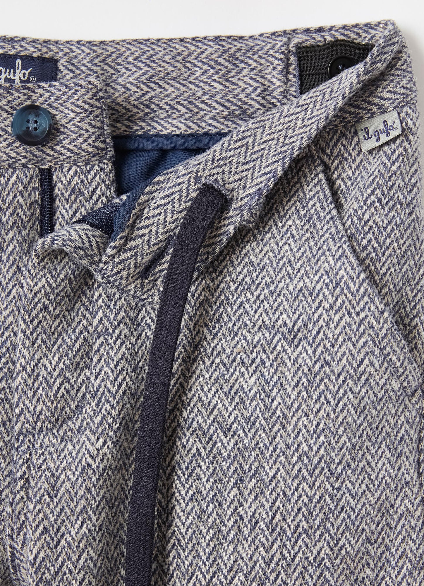 Cotton Herringbone Trousers | Blue