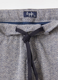 Cotton Herringbone Trousers | Blue