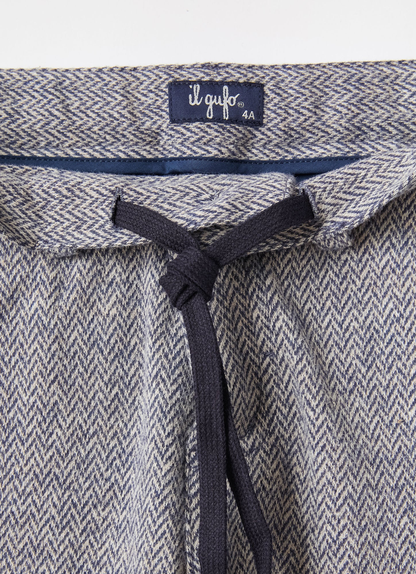 Cotton Herringbone Trousers | Blue