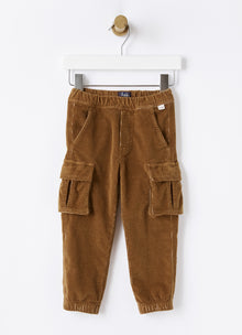 Caramel Corduroy Cargo Trousers | Tobacco