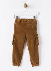 Caramel Corduroy Cargo Trousers | Tobacco