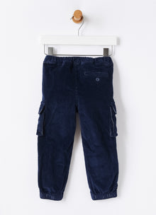 Corduroy Cargo Trousers | Night Blue