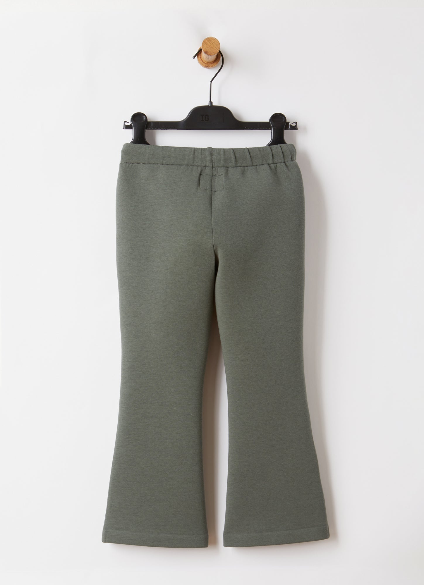 Bonded Cropped Flare Trousers | Fir Green/Black