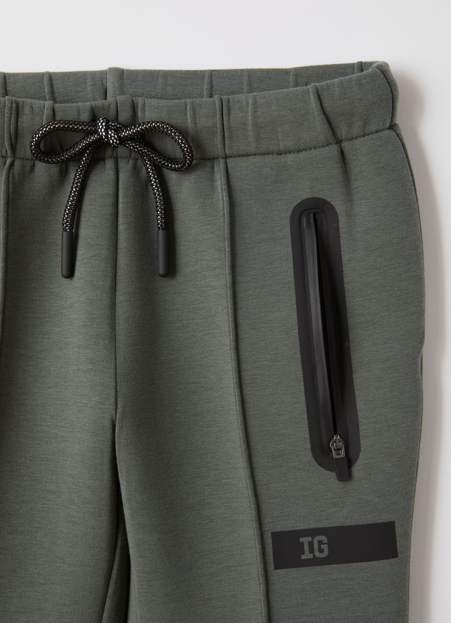 Bonded Cropped Flare Trousers | Fir Green/Black