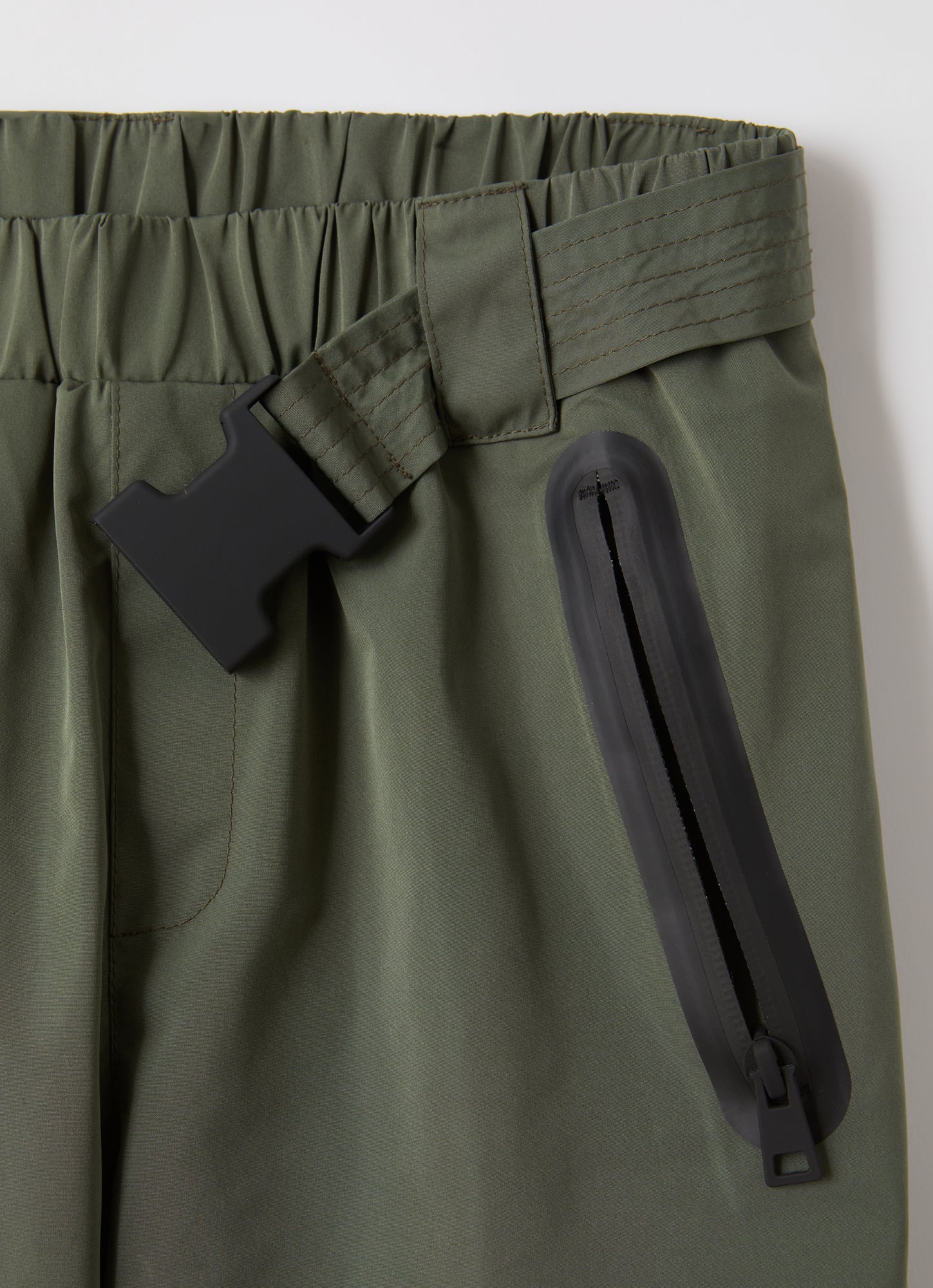 Belted Technical Nylon Trousers | Fir Green