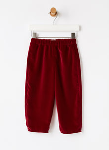 Carrot Fit Velvet Trousers | Burgundy