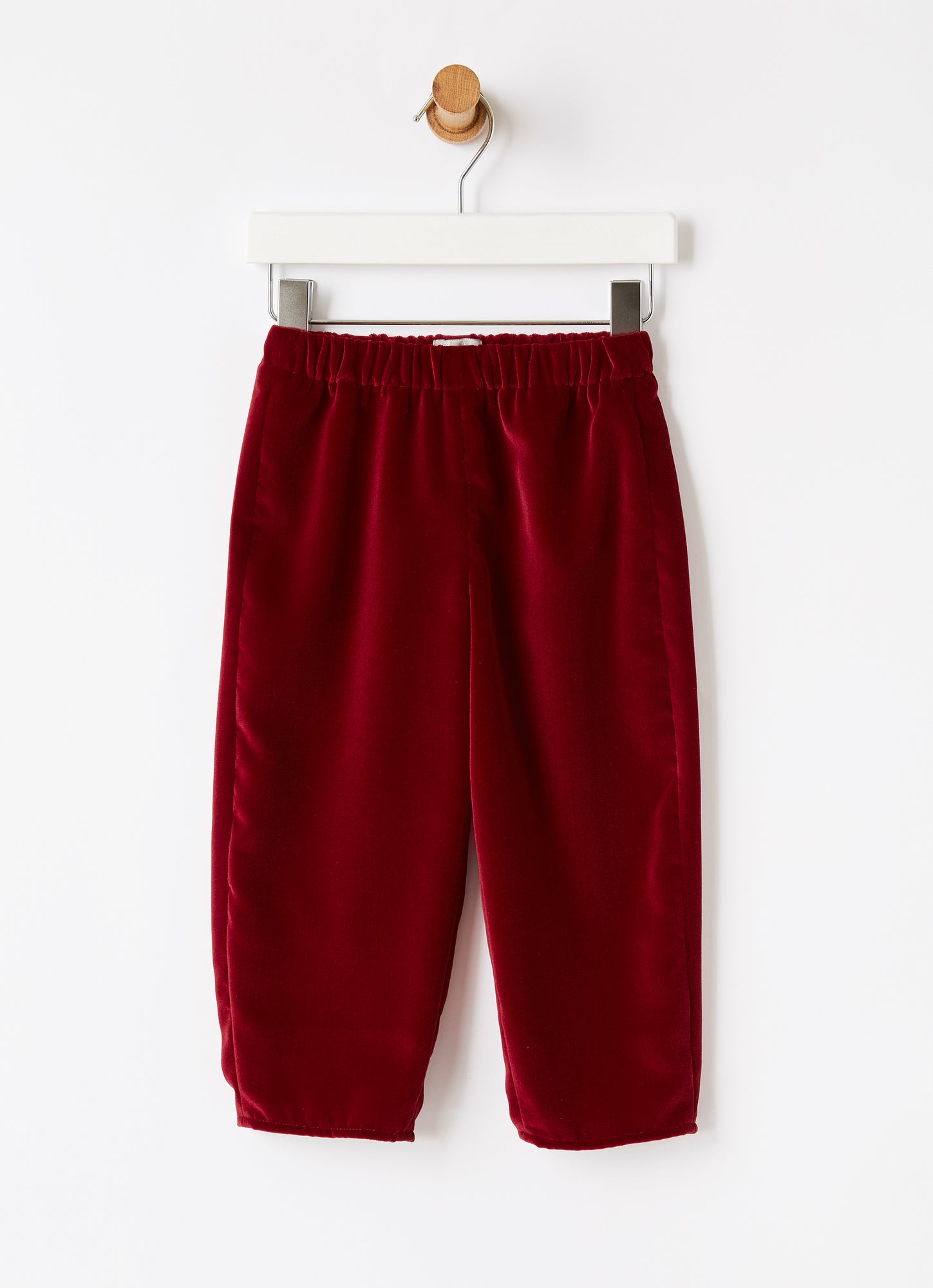 Carrot Fit Velvet Trousers | Burgundy