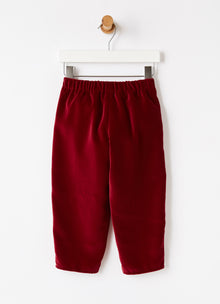 Carrot Fit Velvet Trousers | Burgundy