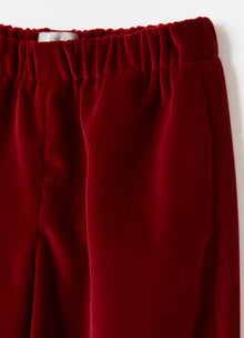 Carrot Fit Velvet Trousers | Burgundy