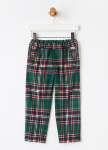 Regular Fit Tartan Trousers | Pine Green