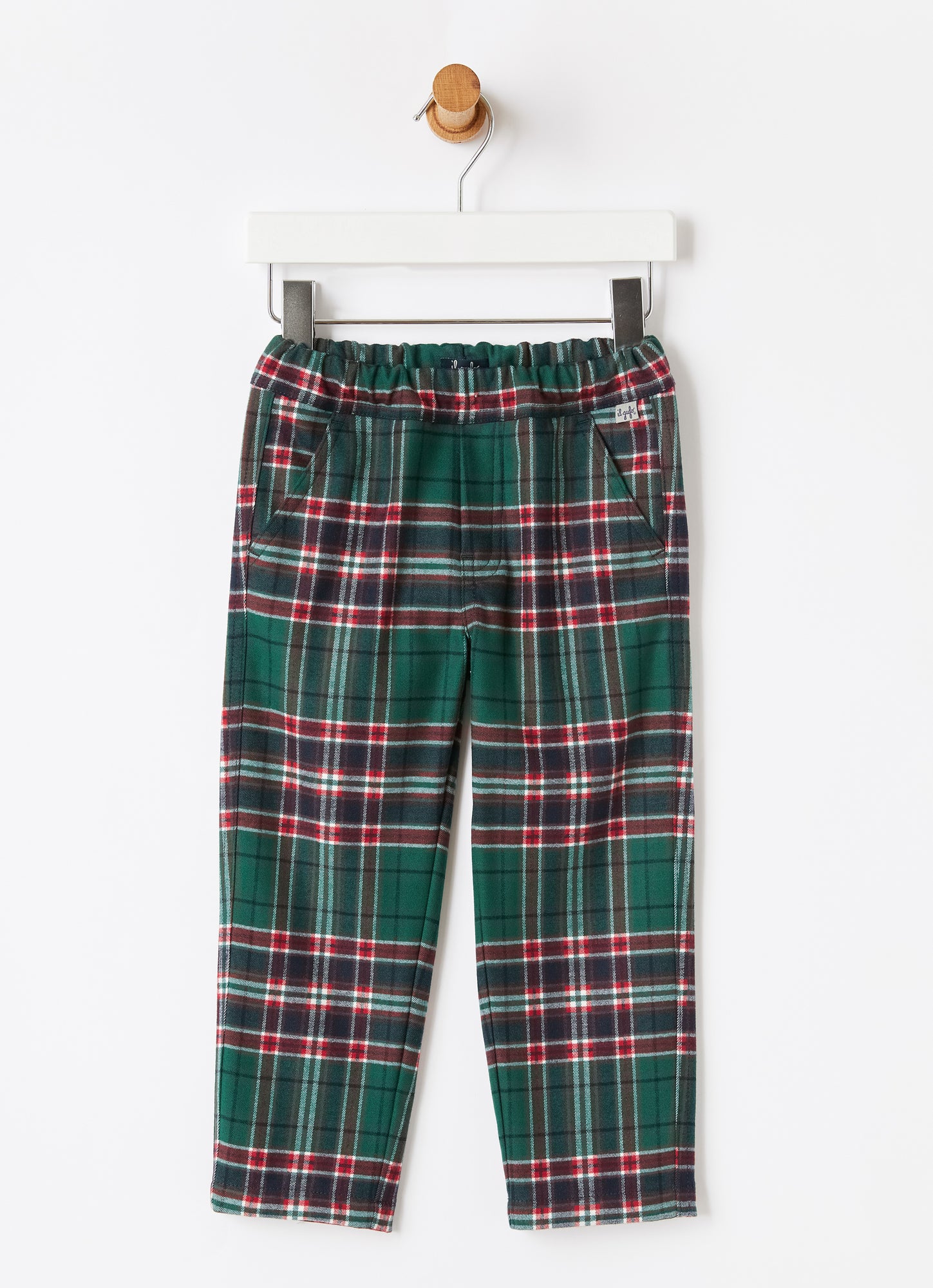 Regular Fit Tartan Trousers | Pine Green